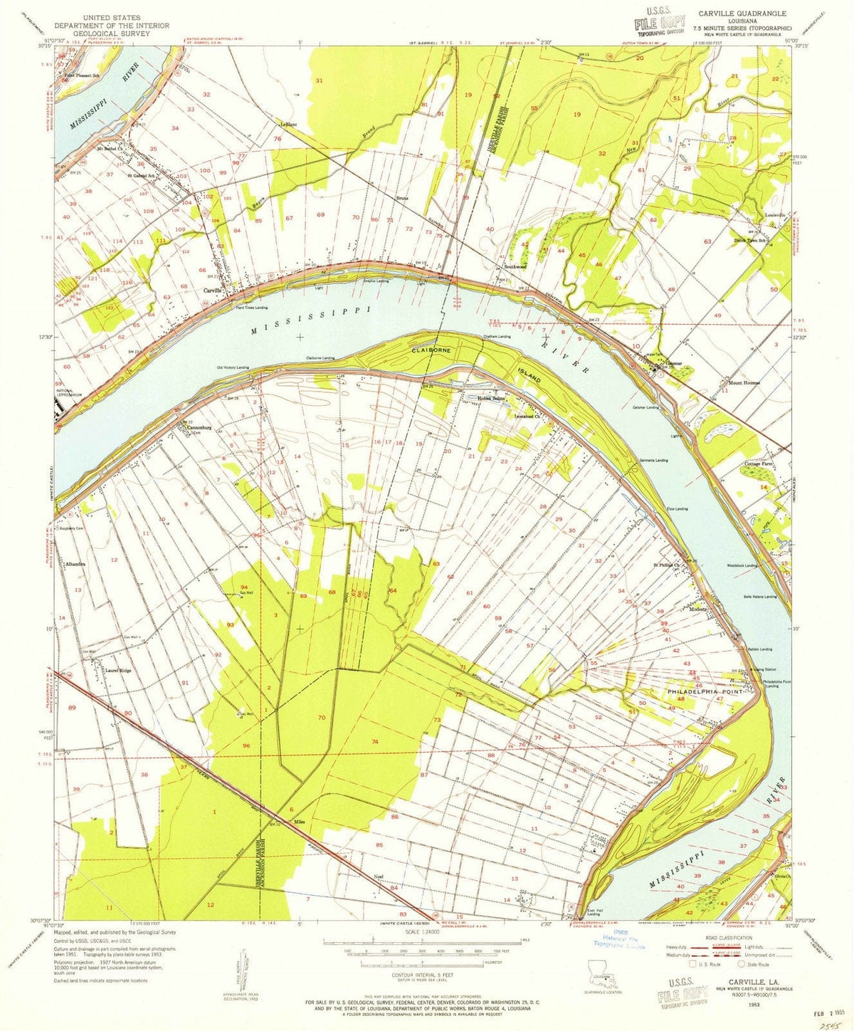 1953 Carterville, LA - Louisiana - USGS Topographic Map