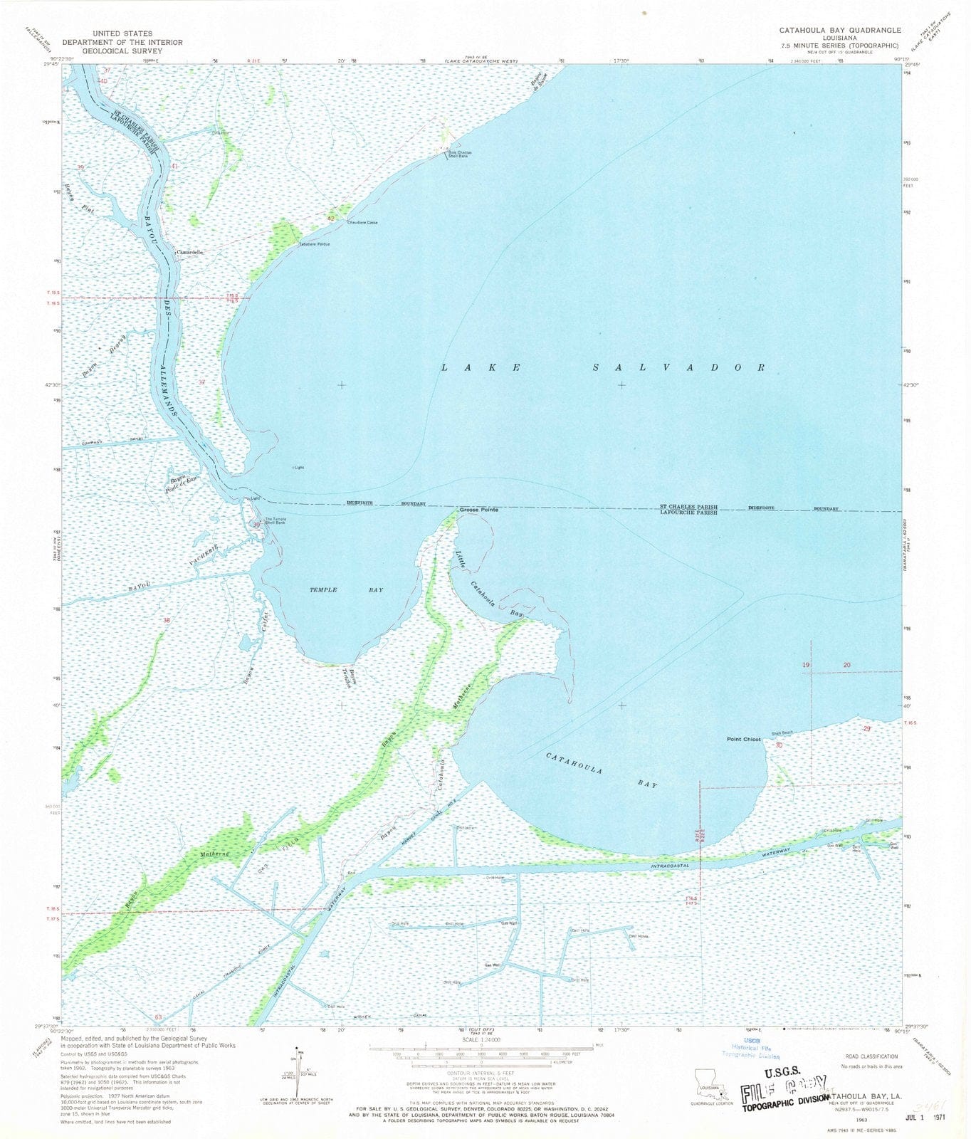 1963 Catahoula Bay, LA - Louisiana - USGS Topographic Map