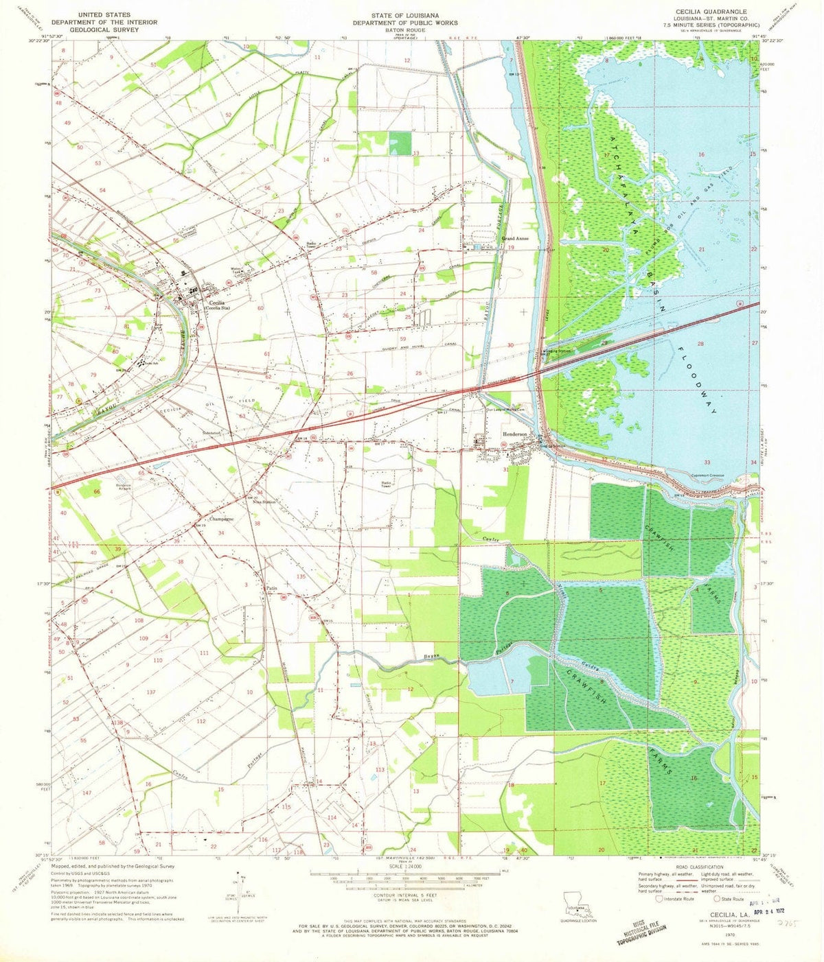 1970 Cecilia, LA - Louisiana - USGS Topographic Map