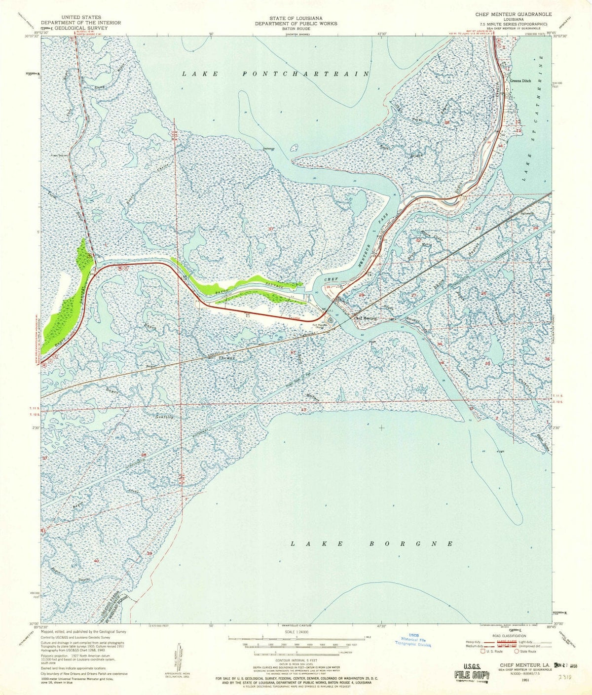 1951 Chef Menteur, LA - Louisiana - USGS Topographic Map