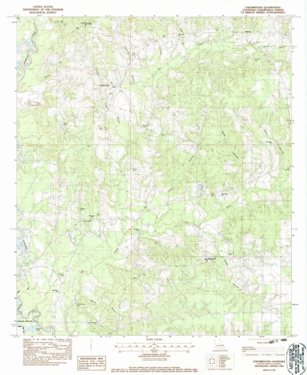 1983 Chesbrough, LA - Louisiana - USGS Topographic Map