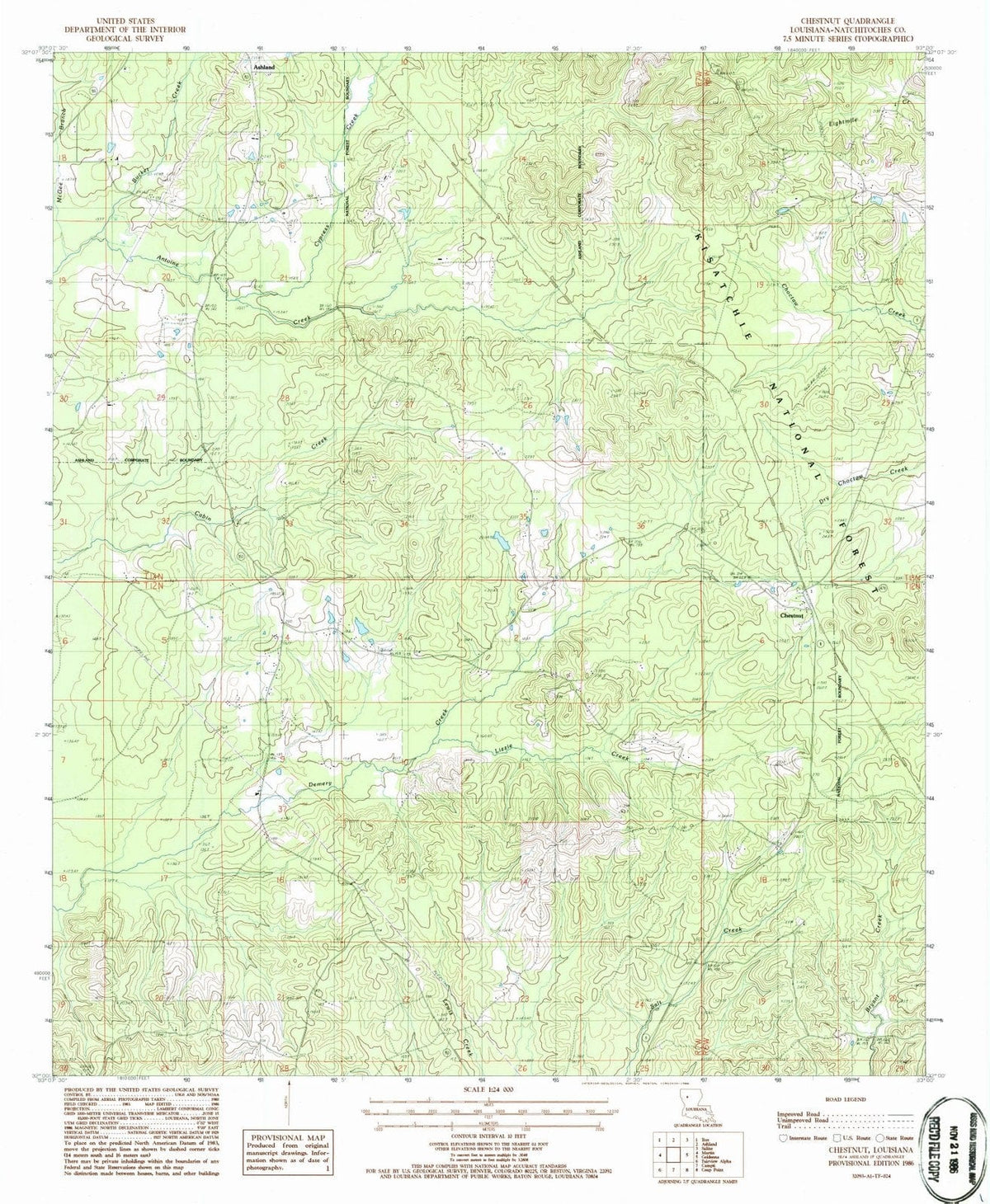 1986 Chestnut, LA - Louisiana - USGS Topographic Map