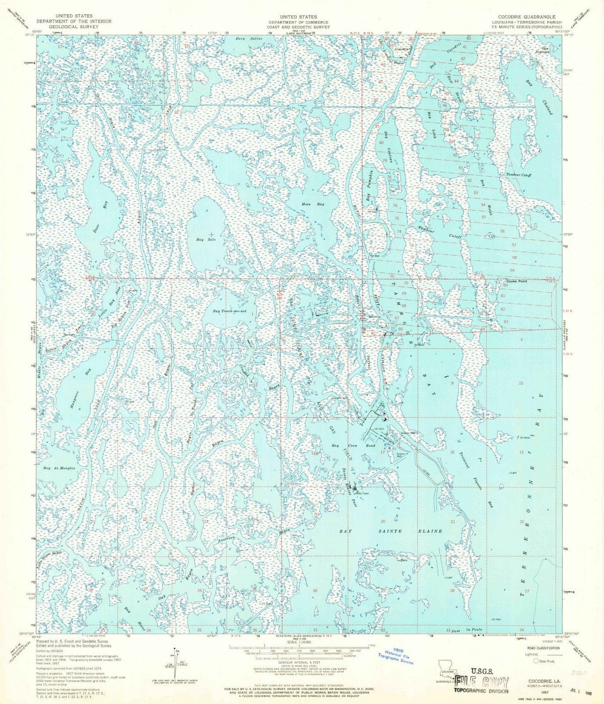 1957 Cocodrie, LA - Louisiana - USGS Topographic Map