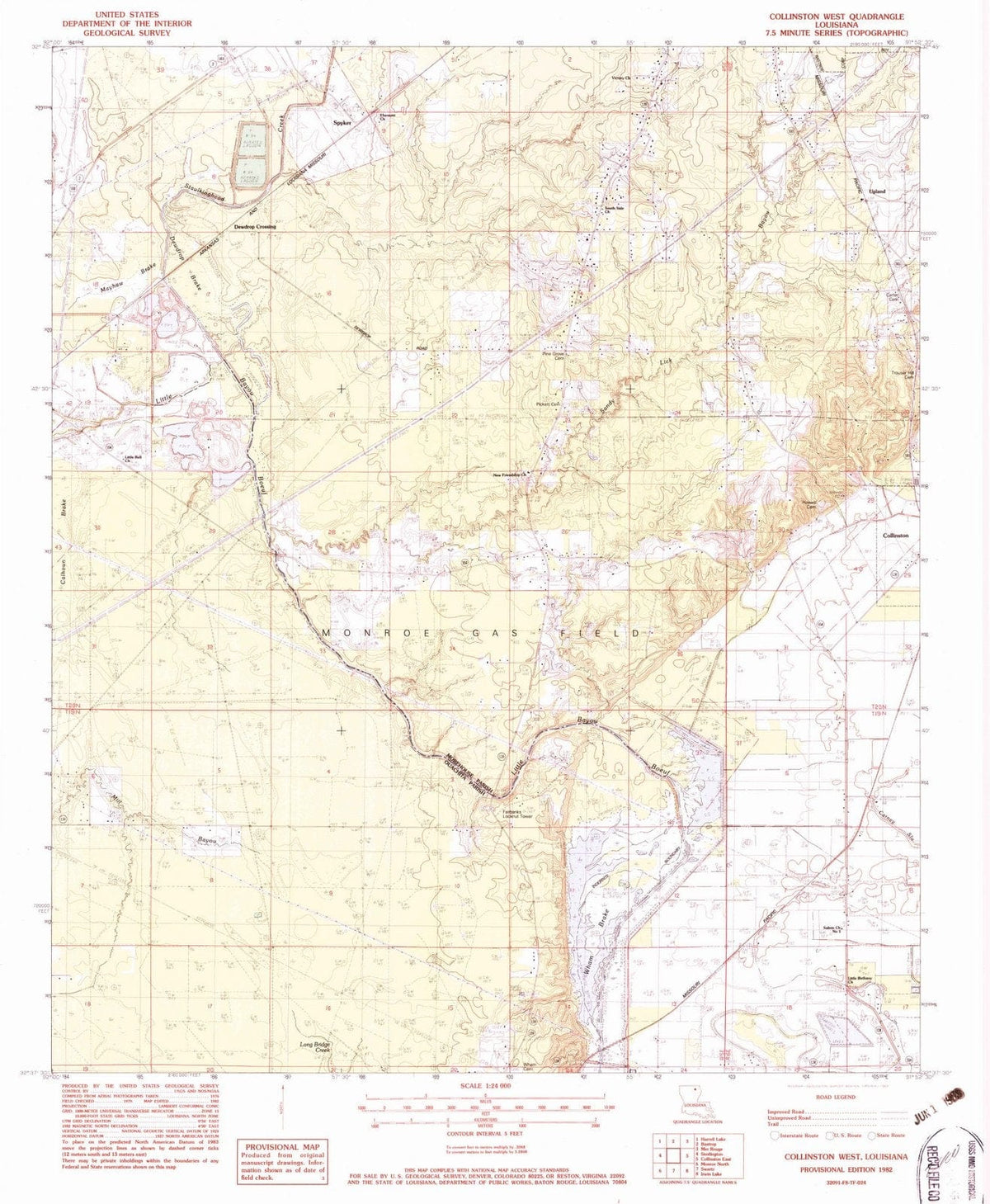1982 Collinston West, LA - Louisiana - USGS Topographic Map