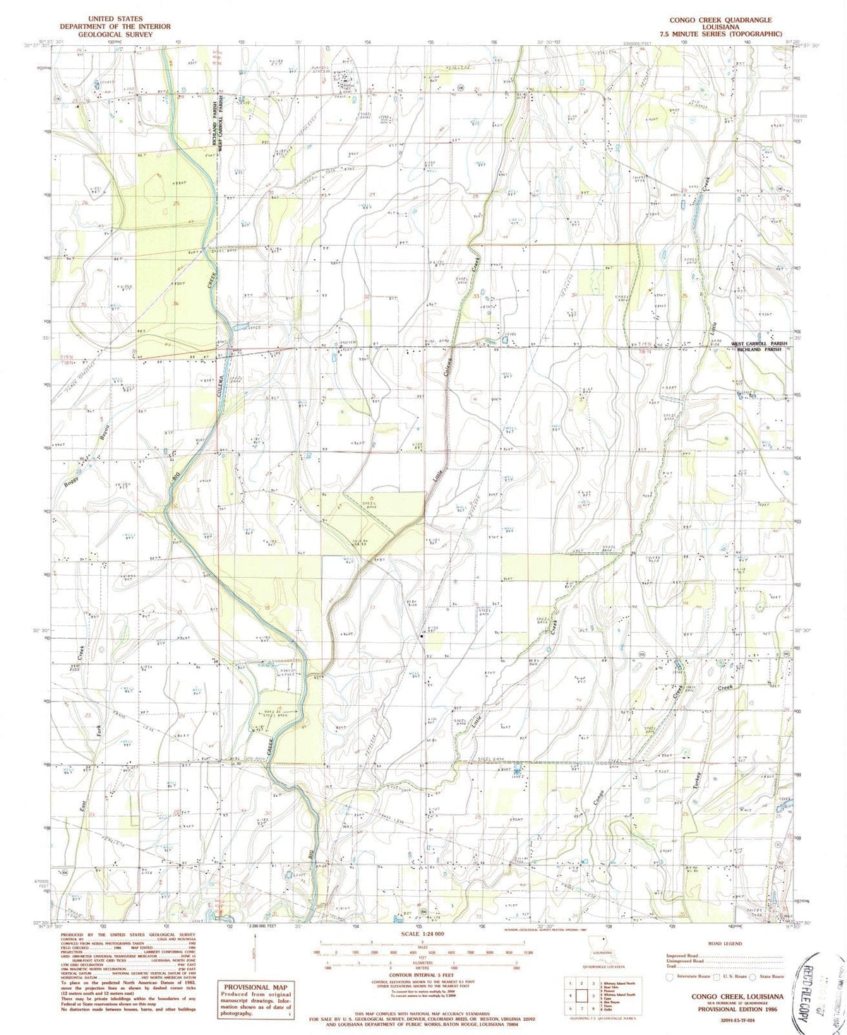 1986 Congo Creek, LA - Louisiana - USGS Topographic Map