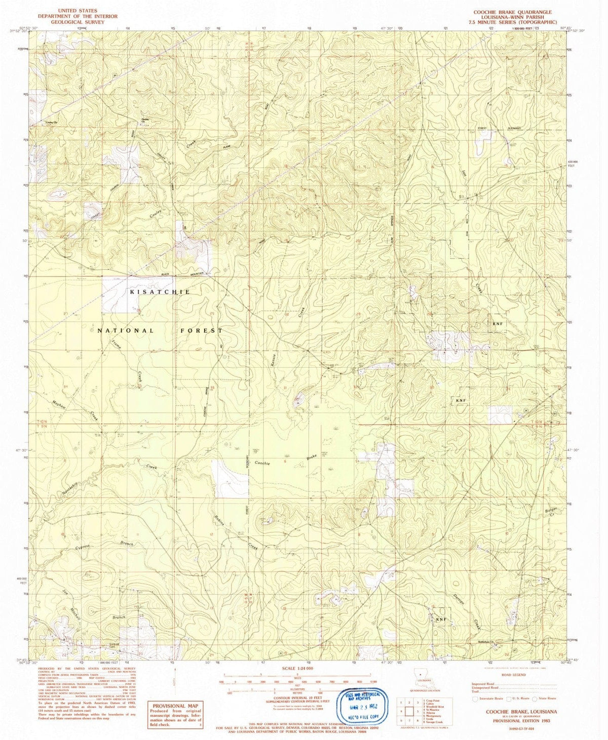 1983 Coochie Brake, LA - Louisiana - USGS Topographic Map