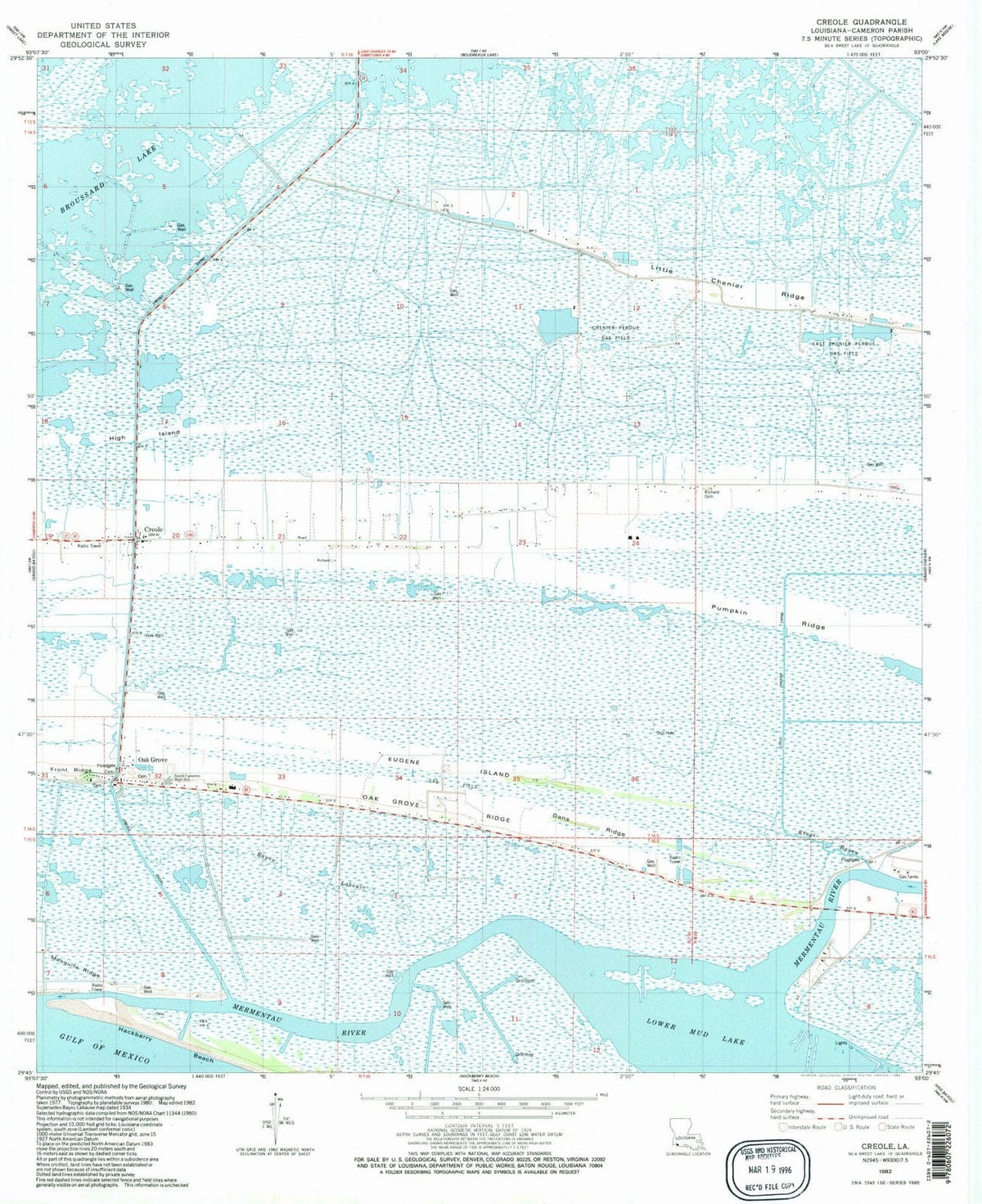 1982 Creole, LA - Louisiana - USGS Topographic Map
