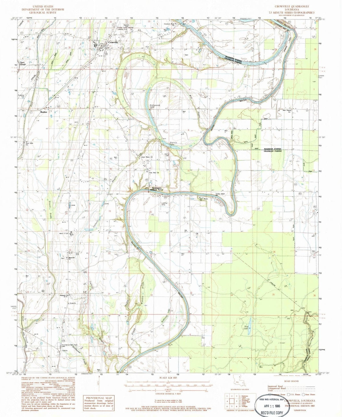 1983 Crowville, LA - Louisiana - USGS Topographic Map