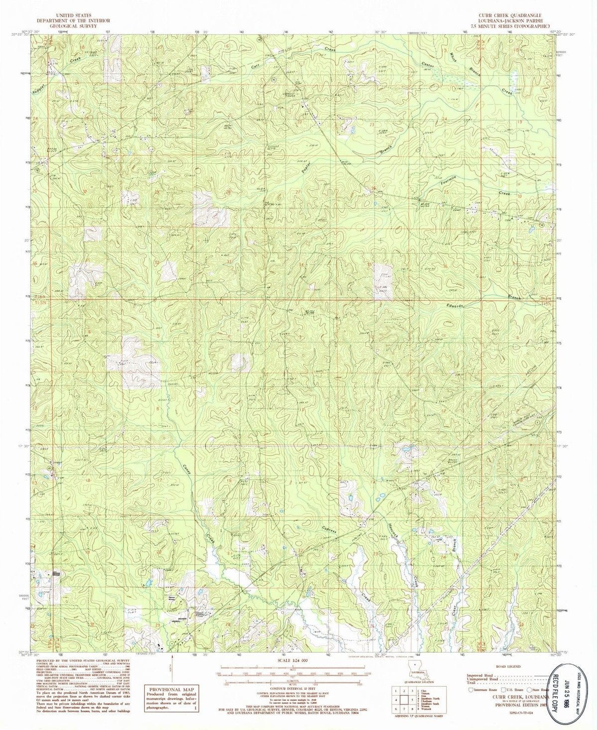 1985 Curr Creek, LA - Louisiana - USGS Topographic Map