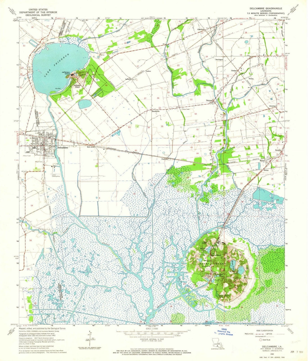 1963 Delcambre, LA - Louisiana - USGS Topographic Map