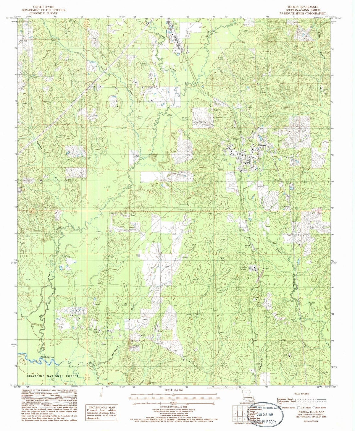1985 Dodson, LA - Louisiana - USGS Topographic Map