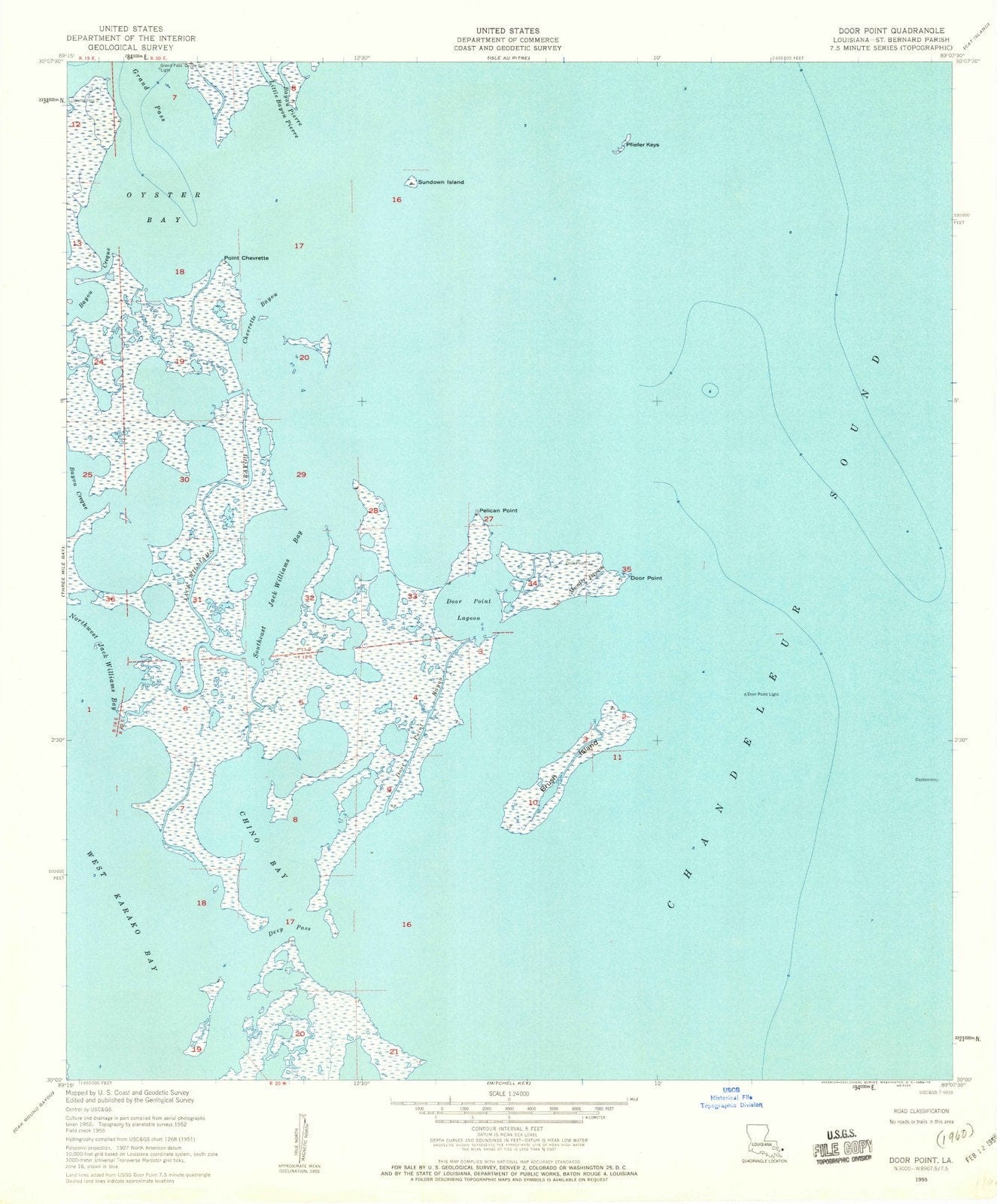 1955 Door Point, LA - Louisiana - USGS Topographic Map