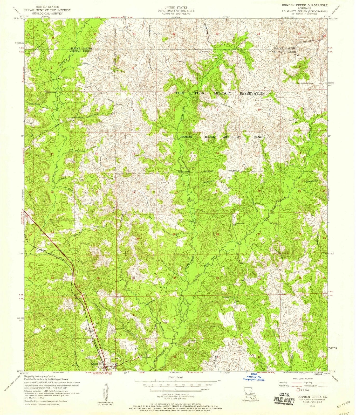 1954 Dowden Creek, LA - Louisiana - USGS Topographic Map
