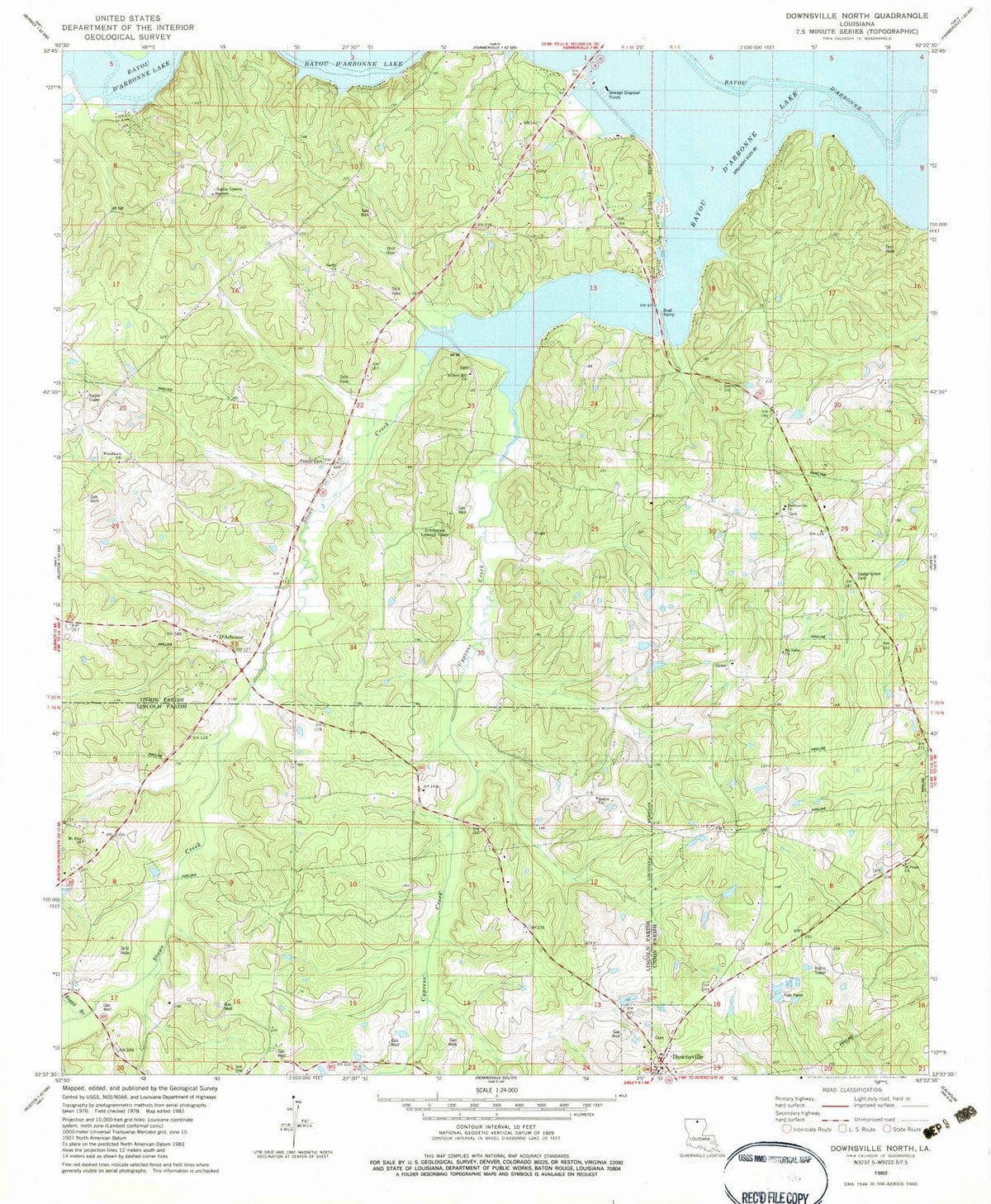 1982 Downsville North, LA - Louisiana - USGS Topographic Map