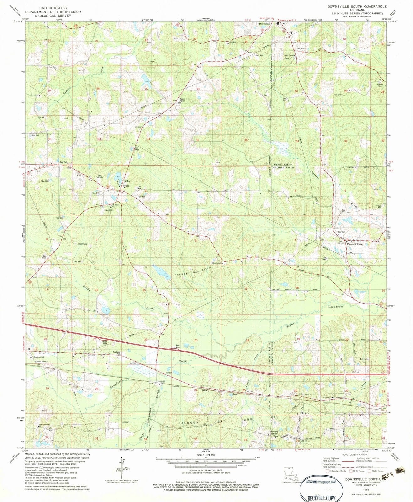 1982 Downsville South, LA - Louisiana - USGS Topographic Map