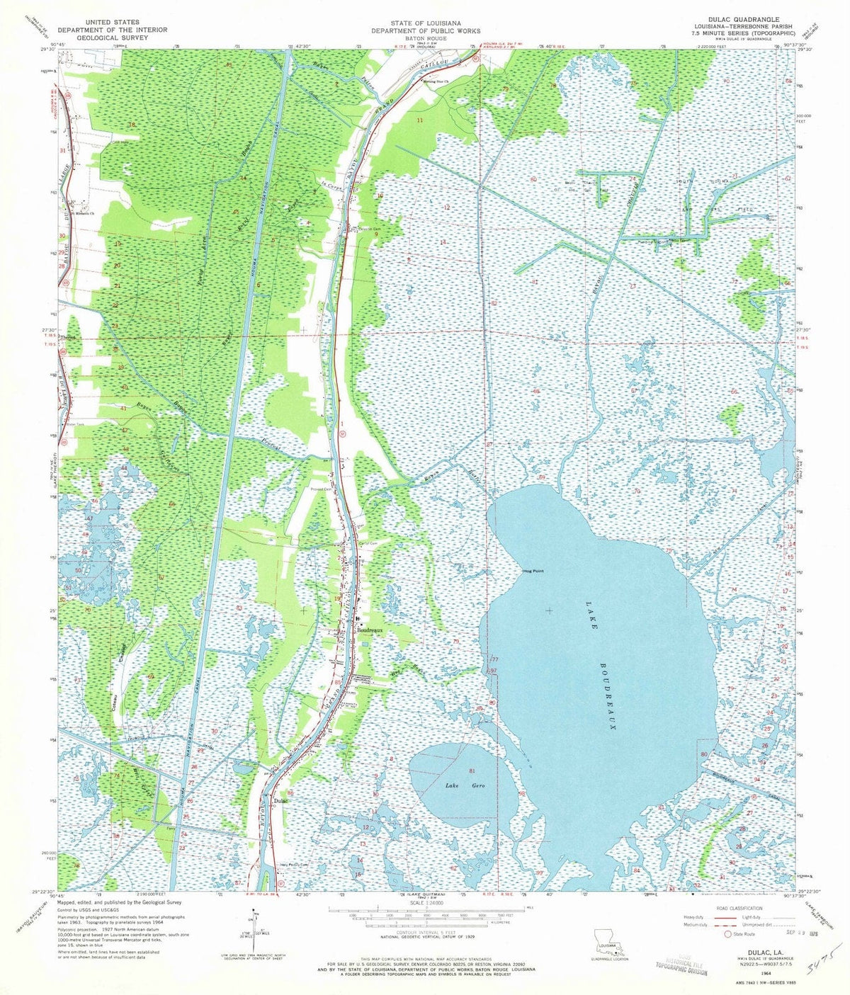 1964 Dulac, LA - Louisiana - USGS Topographic Map