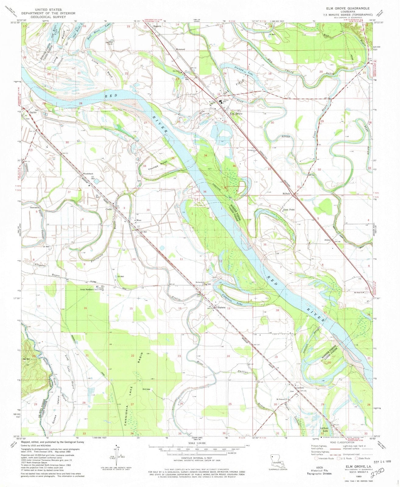 1980 Elm Grove, LA - Louisiana - USGS Topographic Map