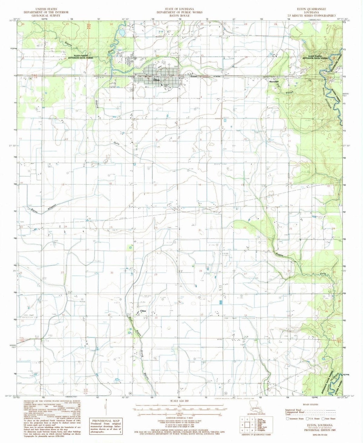 1985 Elton, LA - Louisiana - USGS Topographic Map
