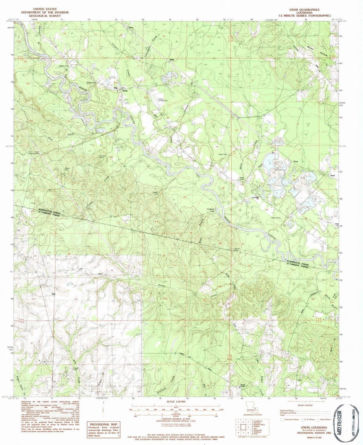 1983 Enon, LA - Louisiana - USGS Topographic Map