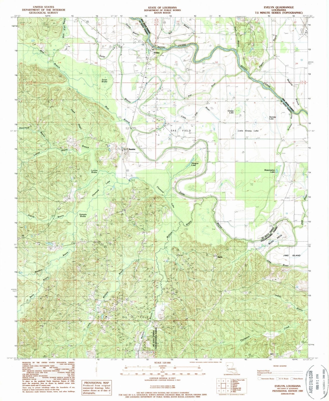 1989 Evelyn, LA - Louisiana - USGS Topographic Map
