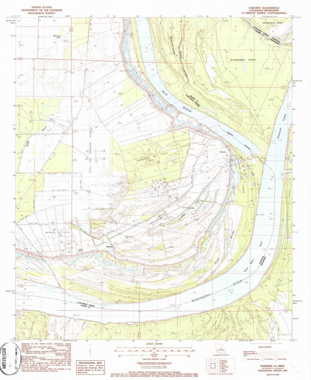 1983 Fairview, LA - Louisiana - USGS Topographic Map