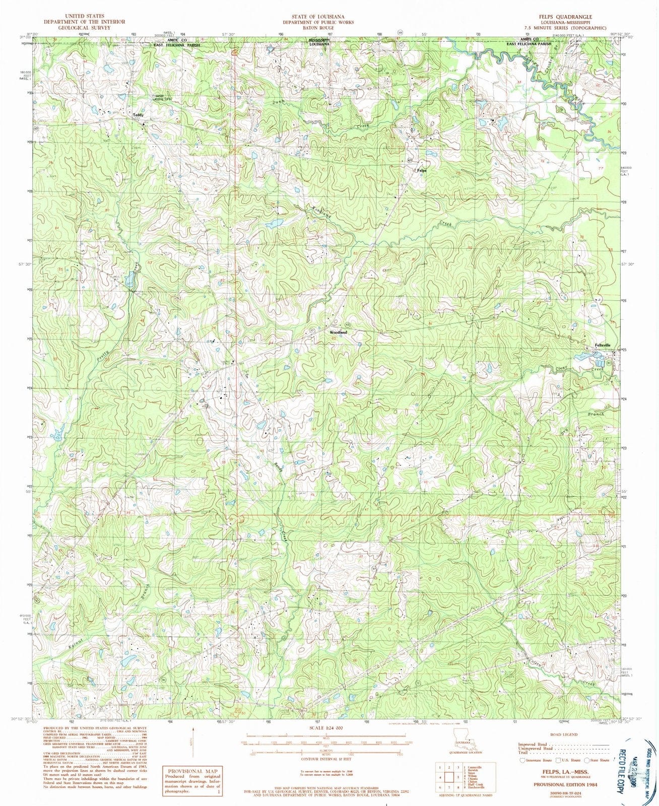 1984 Felps, LA - Louisiana - USGS Topographic Map