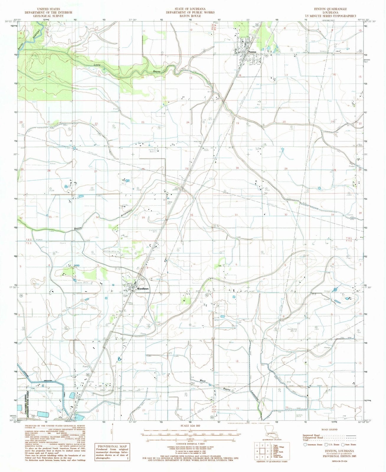 1985 Fenton, LA - Louisiana - USGS Topographic Map