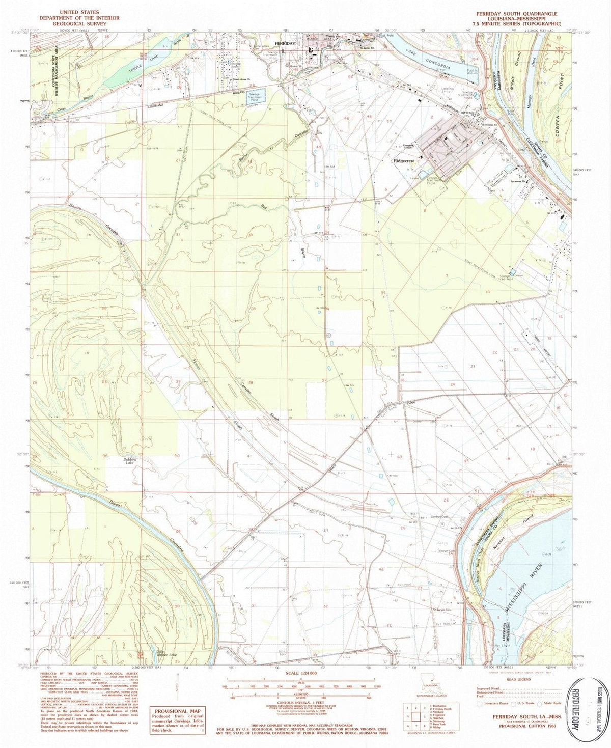 1983 Ferriday South, LA - Louisiana - USGS Topographic Map