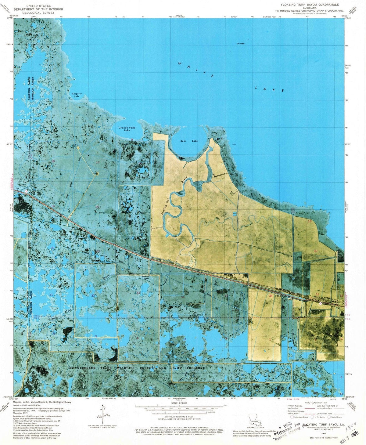 1979 Floating Turf Bayou, LA - Louisiana - USGS Topographic Map
