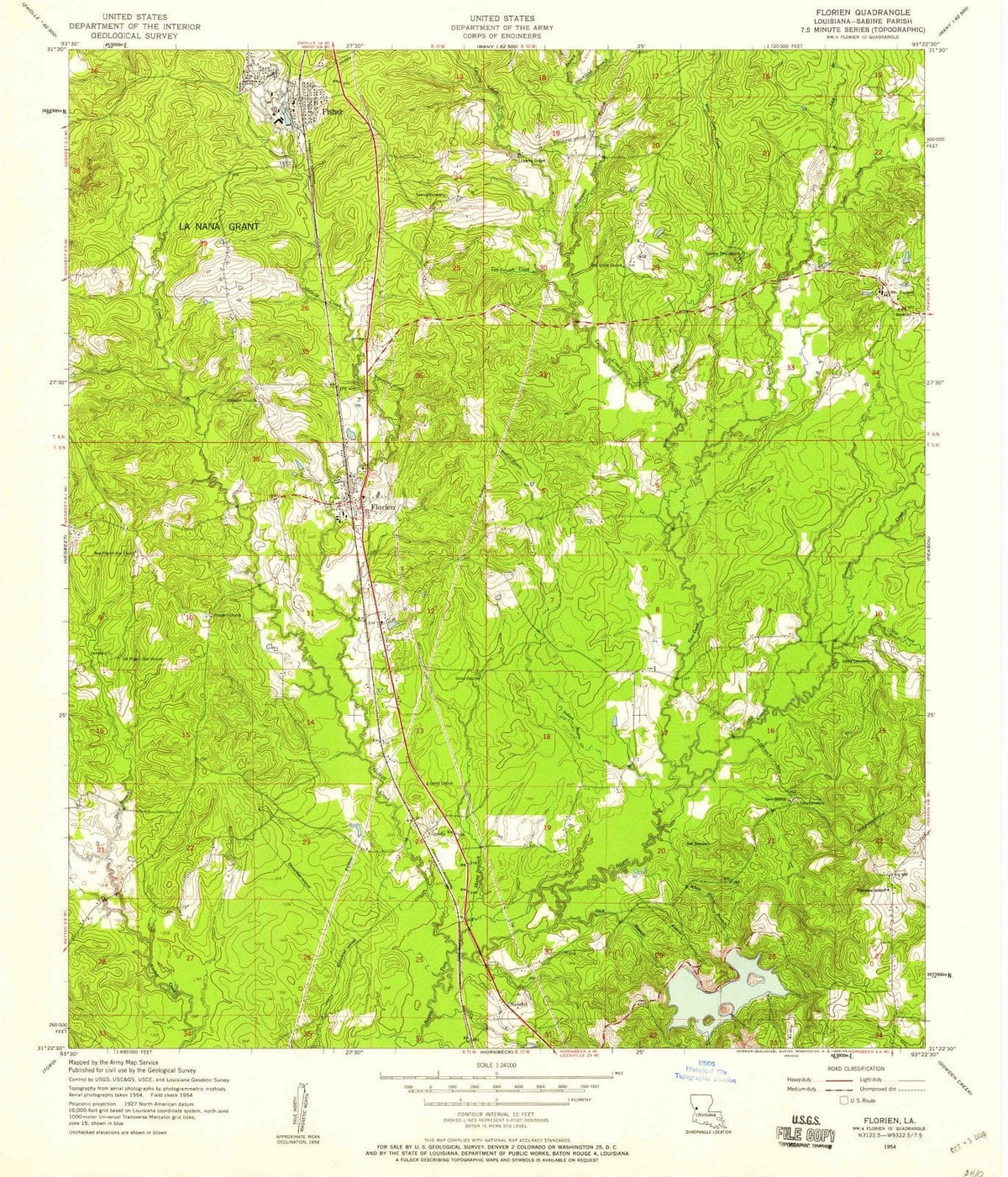 1954 Florien, LA - Louisiana - USGS Topographic Map