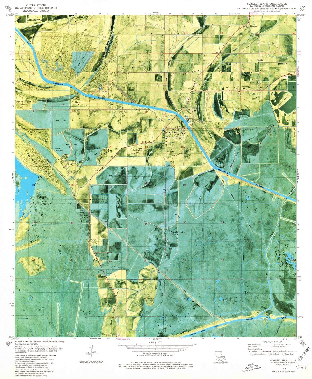 1979 Forked Island, LA - Louisiana - USGS Topographic Map