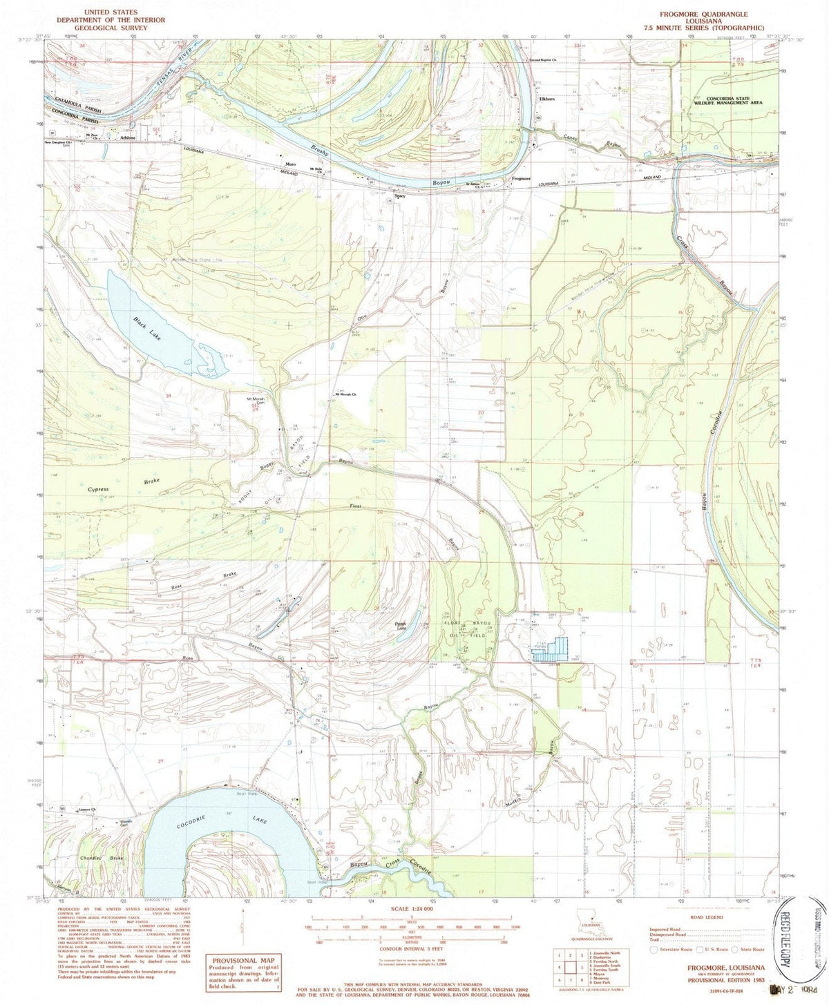 1983 Frogmore, LA - Louisiana - USGS Topographic Map