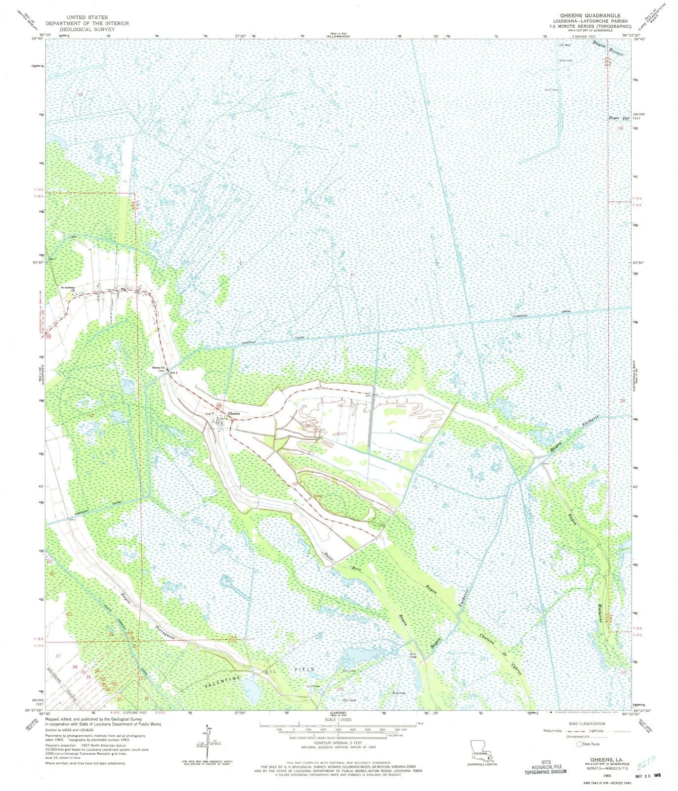 1963 Gheens, LA - Louisiana - USGS Topographic Map
