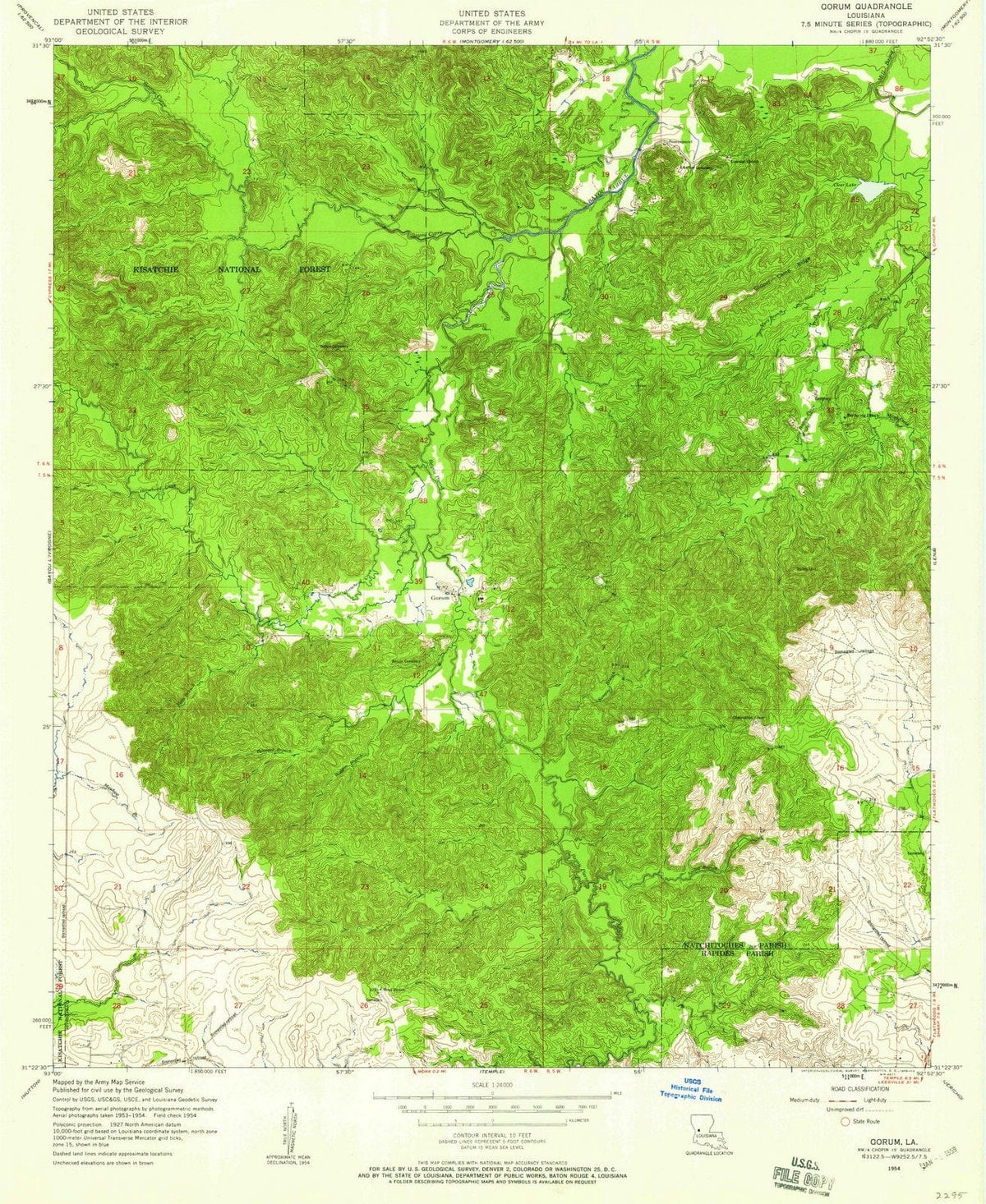 1954 Gorum, LA - Louisiana - USGS Topographic Map