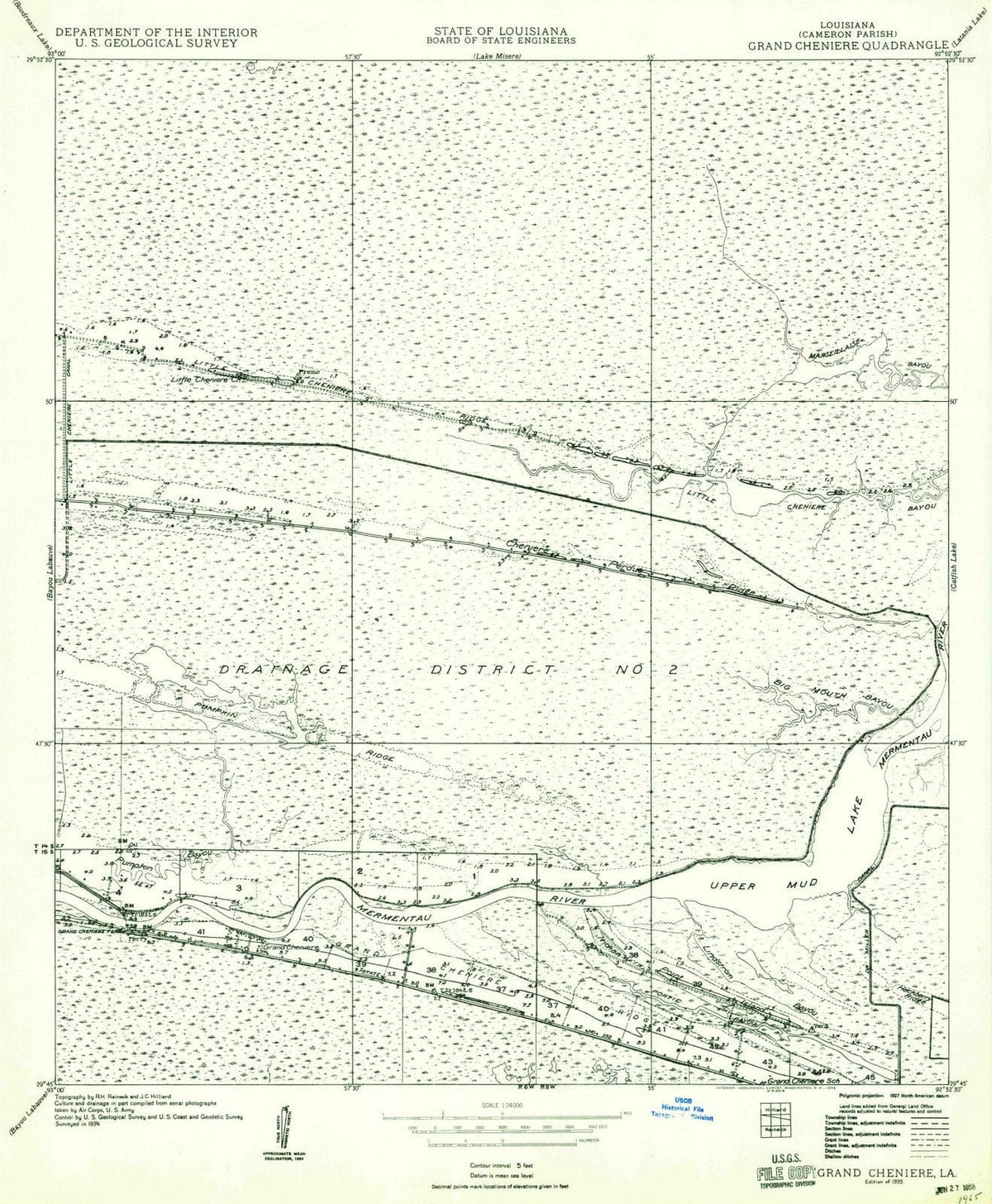 1935 Grand Chenier, LA - Louisiana - USGS Topographic Map