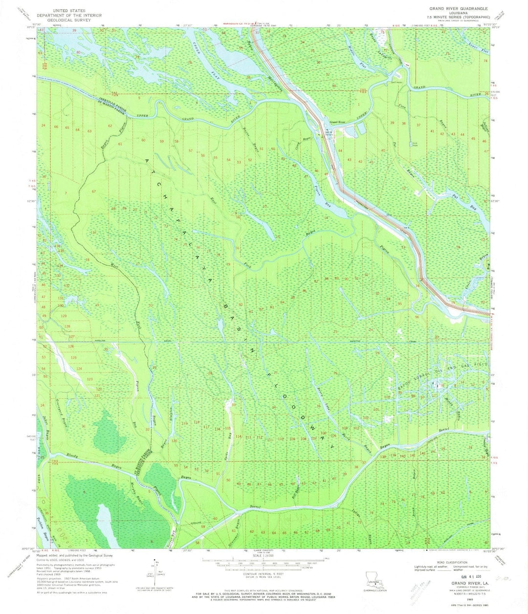 1969 Grand River, LA - Louisiana - USGS Topographic Map