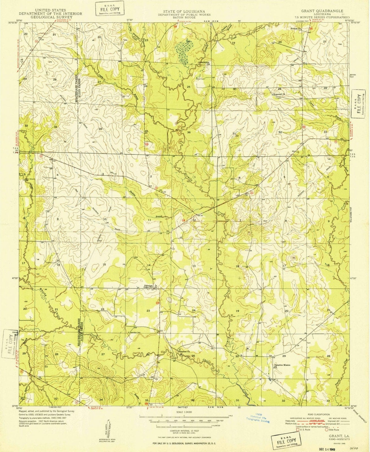 1948 Grant, LA - Louisiana - USGS Topographic Map