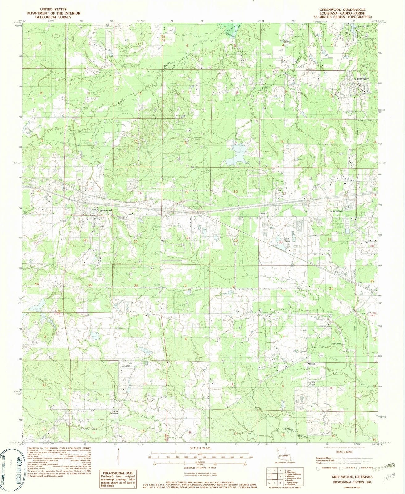 1982 Greenwood, LA - Louisiana - USGS Topographic Map