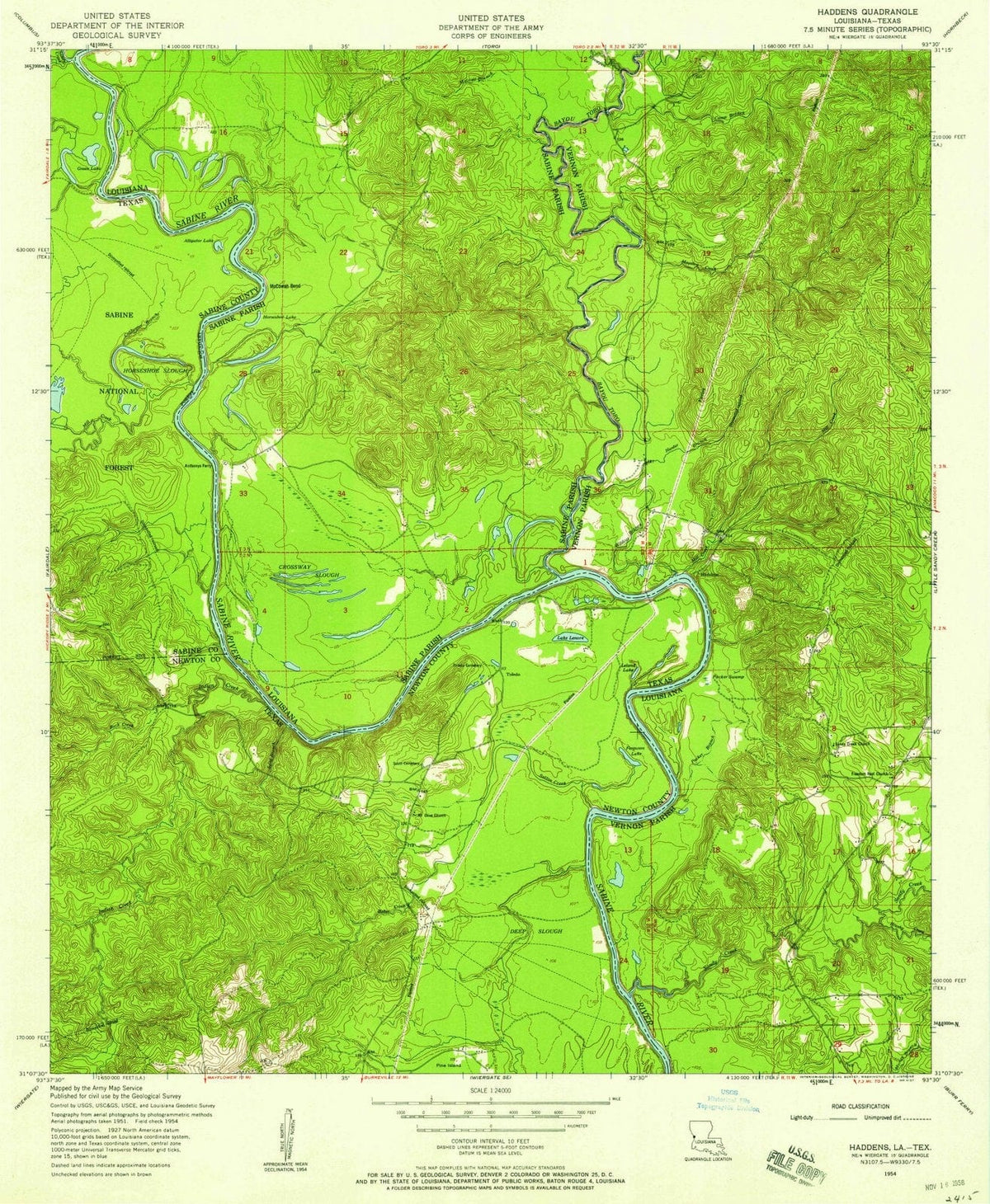 1954 Haddens, LA - Louisiana - USGS Topographic Map