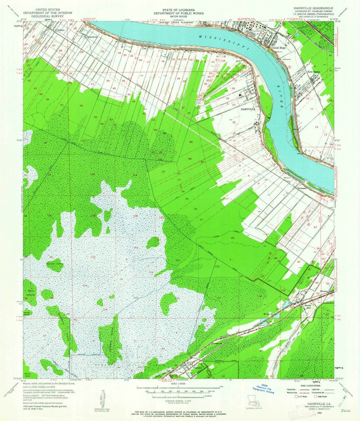 1952 Hahnville, LA - Louisiana - USGS Topographic Map
