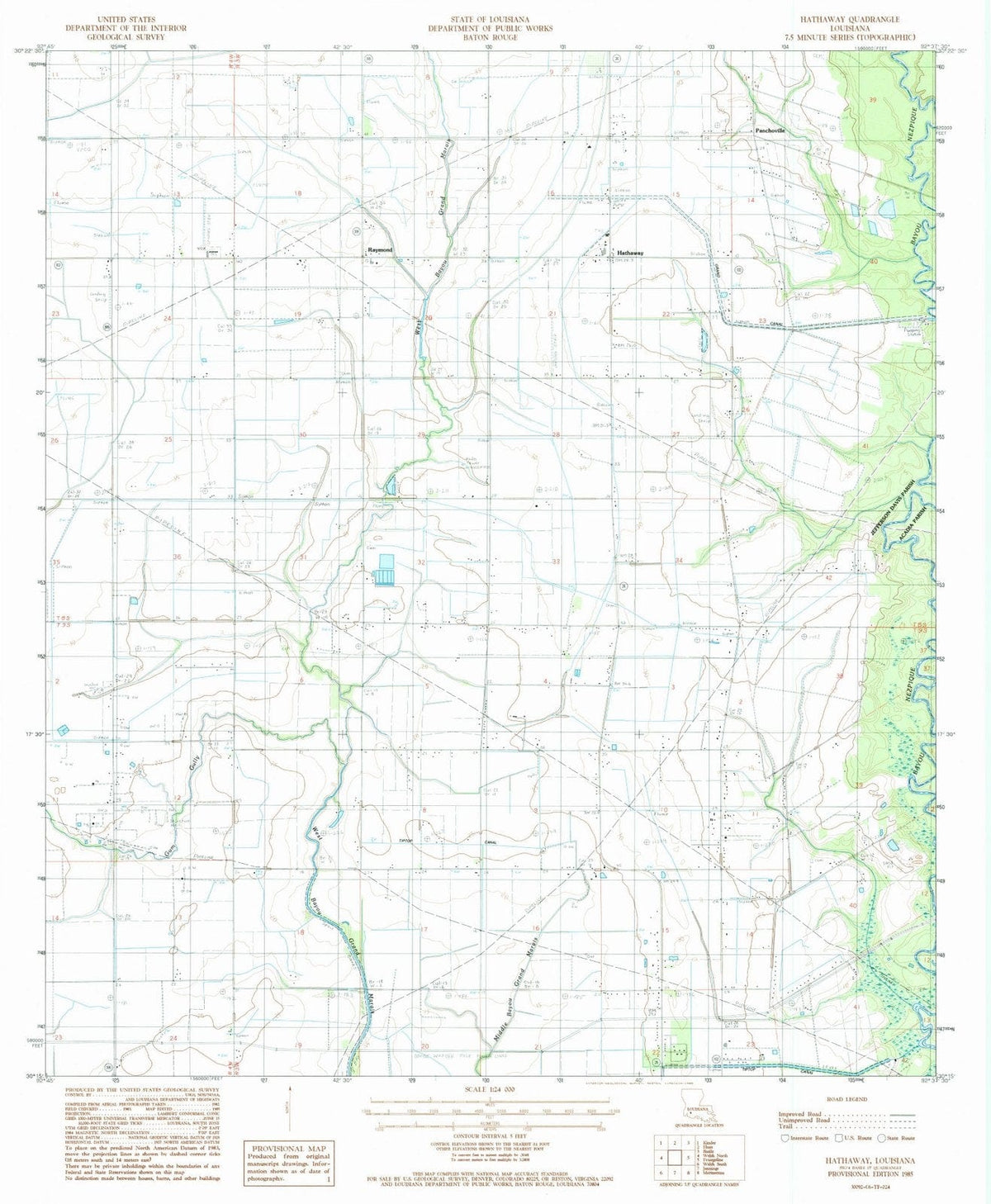 1985 Hathaway, LA - Louisiana - USGS Topographic Map