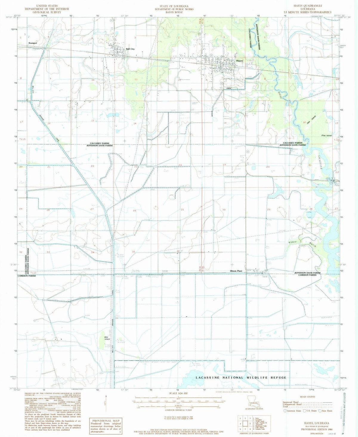 1984 Hayes, LA - Louisiana - USGS Topographic Map