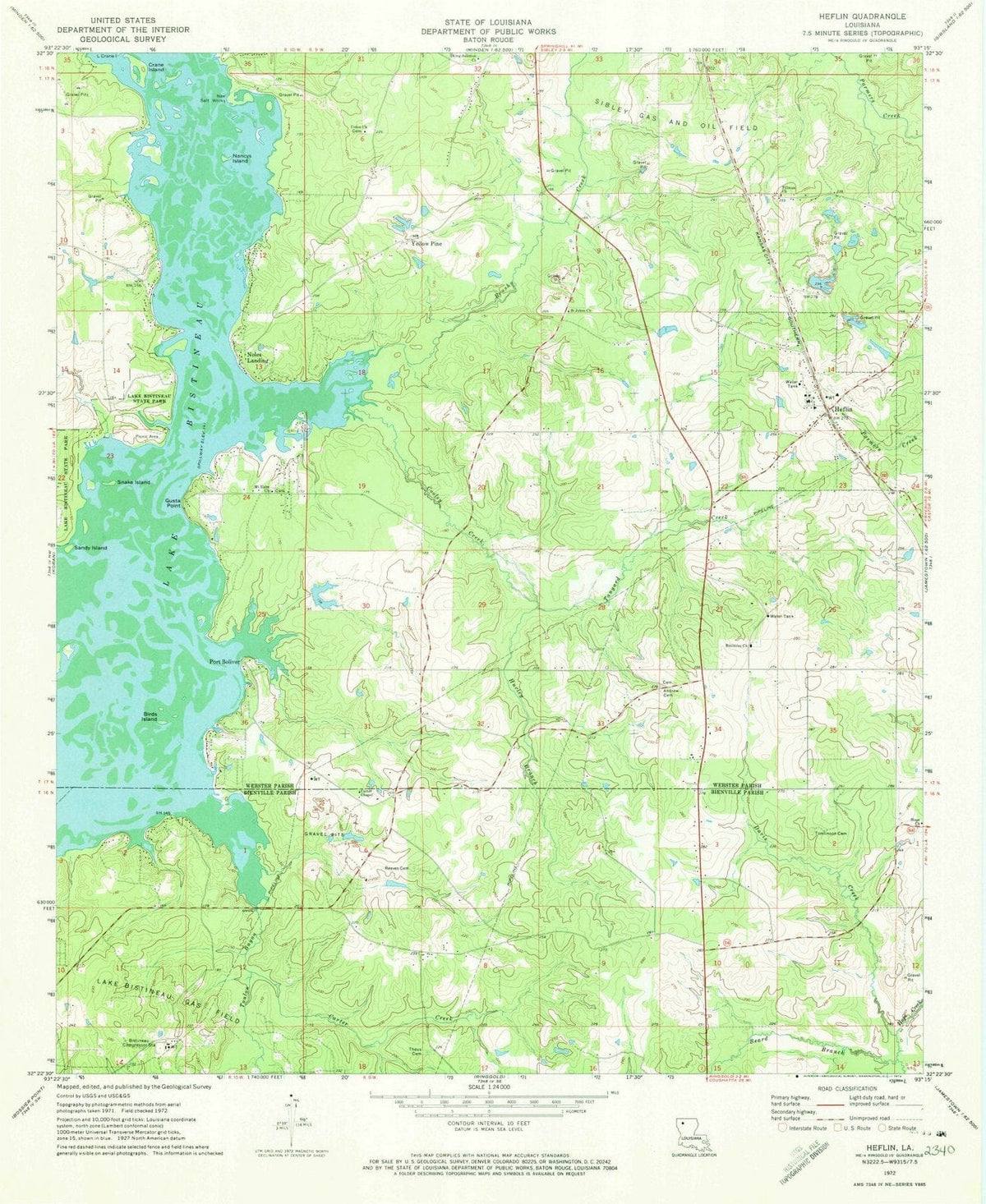 1972 Heflin, LA - Louisiana - USGS Topographic Map