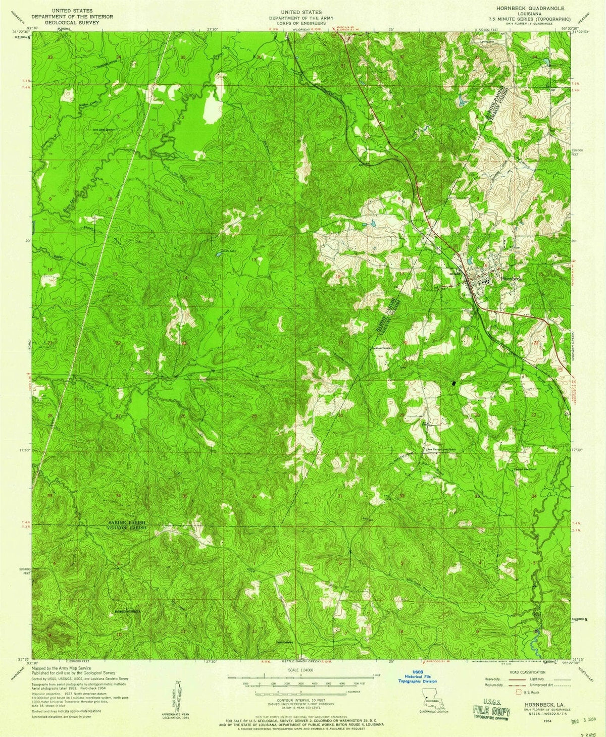 1954 Hornbeck, LA - Louisiana - USGS Topographic Map