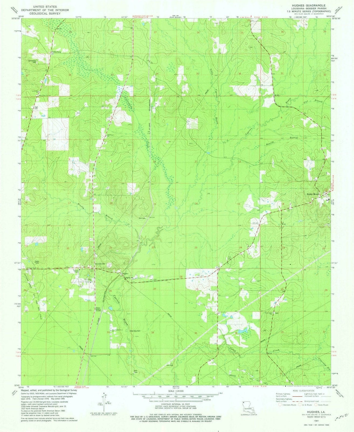 1981 Hughes, LA - Louisiana - USGS Topographic Map