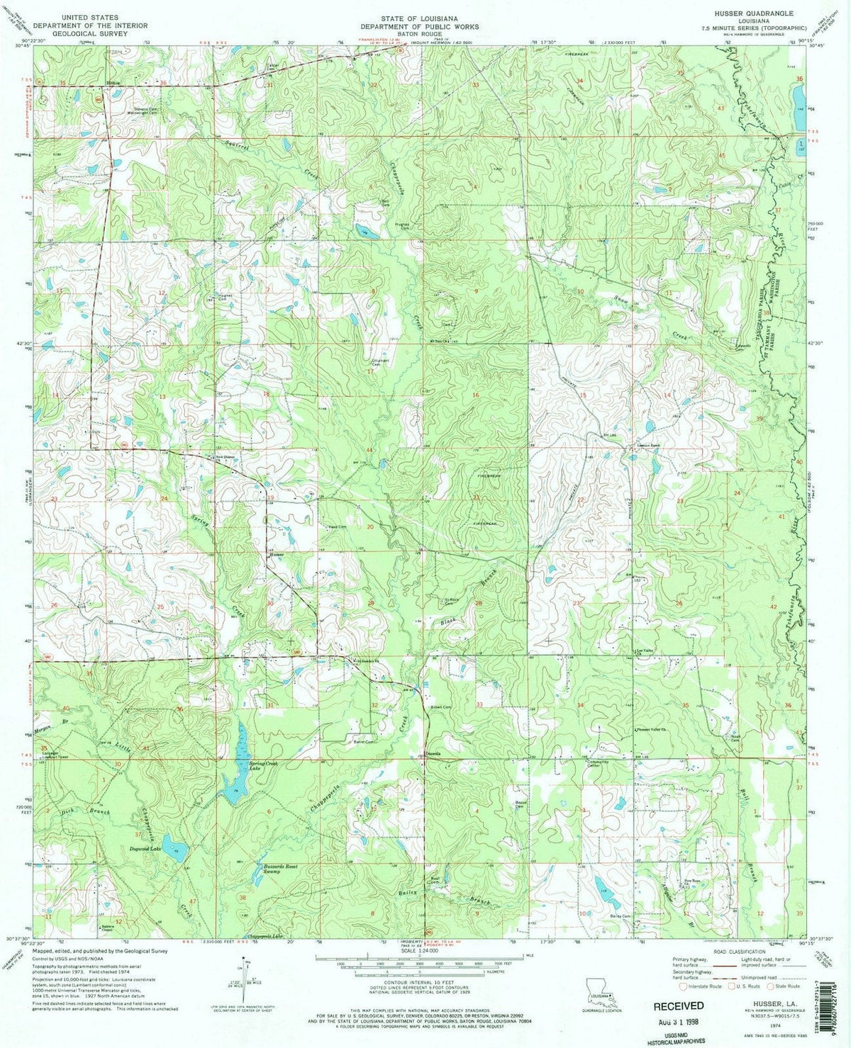 1974 Husser, LA - Louisiana - USGS Topographic Map