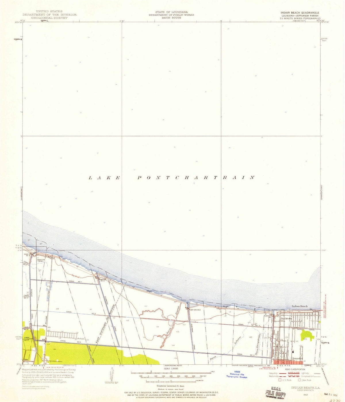 1952 Indian Beach, LA - Louisiana - USGS Topographic Map
