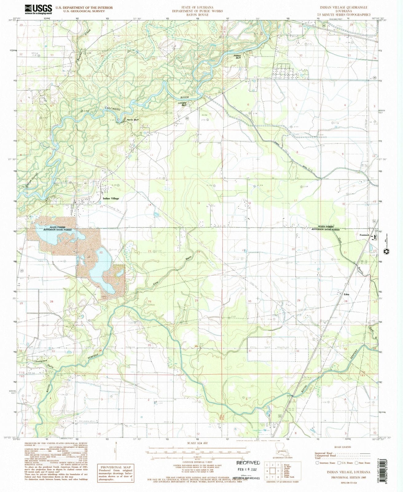 1985 Indian Village, LA - Louisiana - USGS Topographic Map
