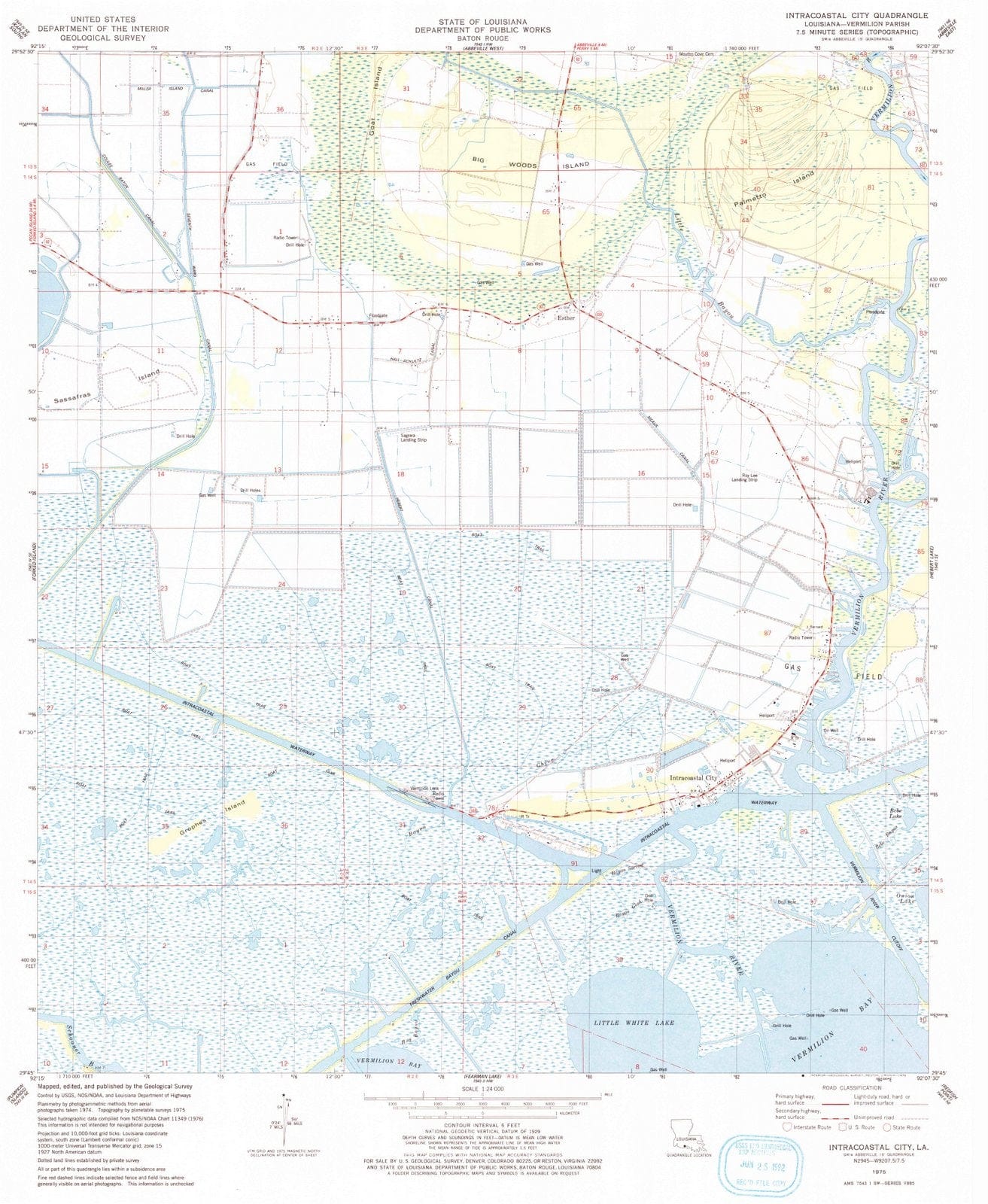 1975 Intracoastal City, LA - Louisiana - USGS Topographic Map