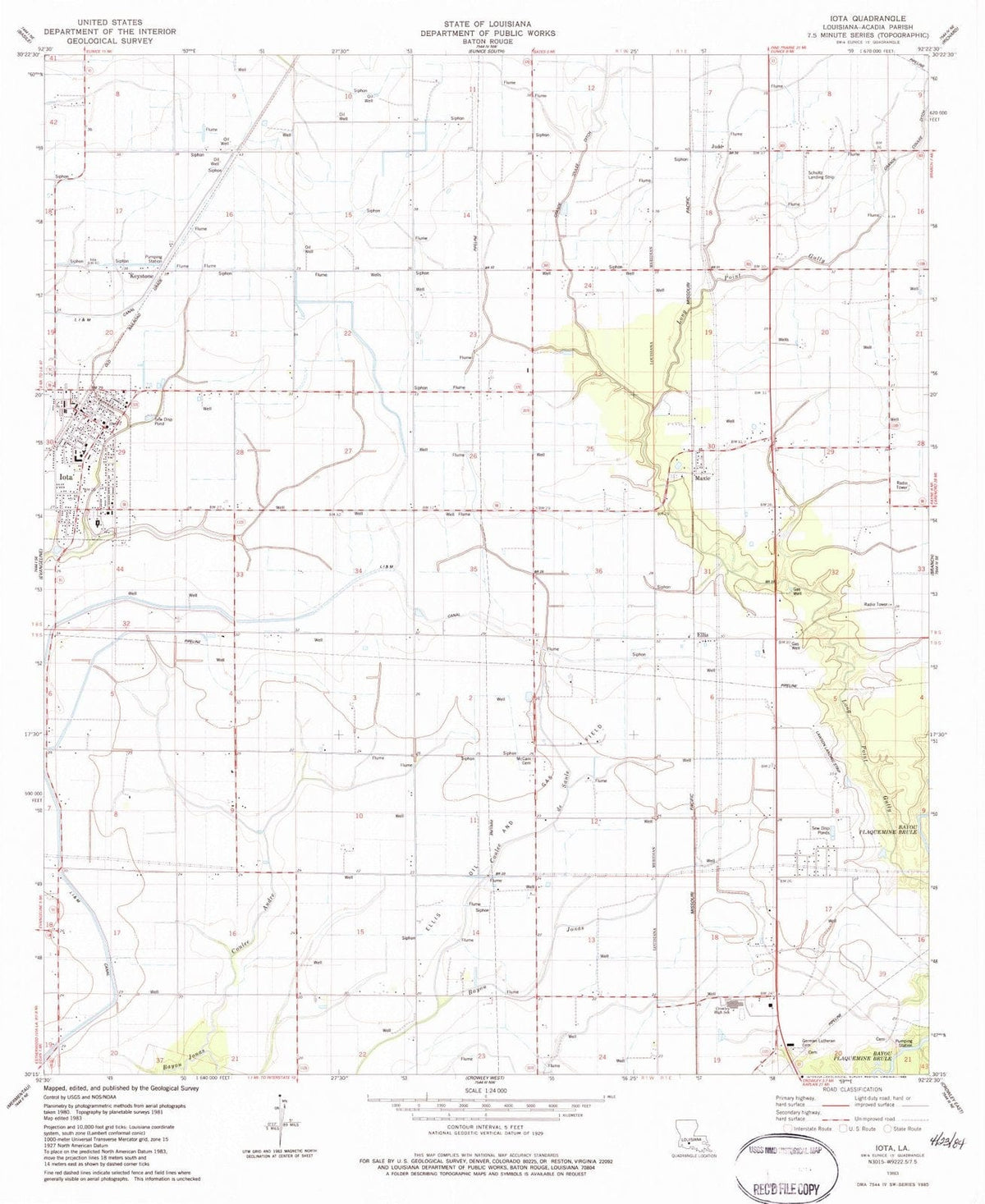 1983 Iota, LA - Louisiana - USGS Topographic Map